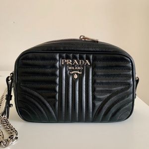 BLACK PRADA DIAGRAMME CROSSBODY BAG